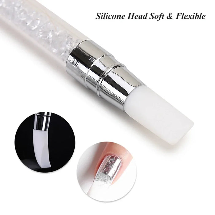 Penna per scultura in silicone a doppia estremità per nail art, strumento per la progettazione delle unghie facile e preciso, pennello per punteggiare glitter per intaglio 3D