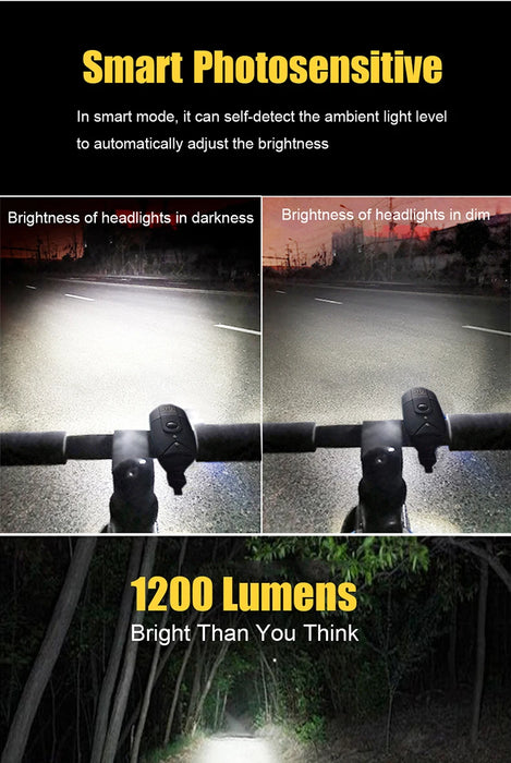 BIKEONO Luce per bicicletta Accessori per bici Faro Fanale posteriore a LED Torcia ricaricabile USB Lanterna da ciclismo MTB per lampada da bicicletta