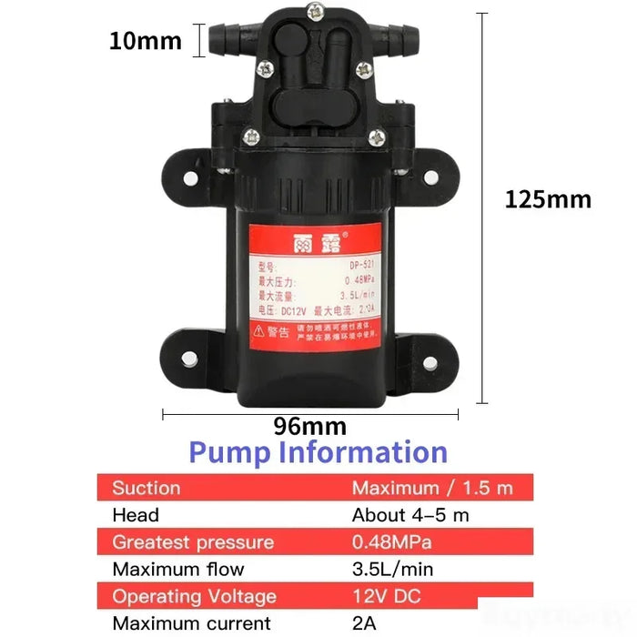 Durable DC 12 V 70PSI 3.5L/min Agricola Pompa Dell'acqua Elettrica Nero Micro A Membrana Ad Alta Pressione Spruzzatore di Acqua Auto lavaggio 12 V