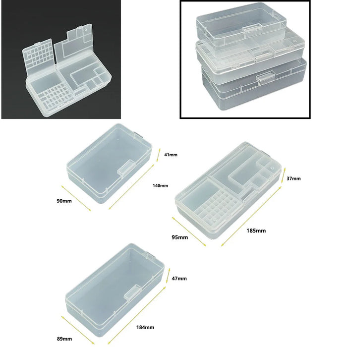 1 pz rettangolo trasparente scatola di immagazzinaggio in plastica porta viti custodia organizzatore contenitore gioielli custodia per attrezzature per nail art