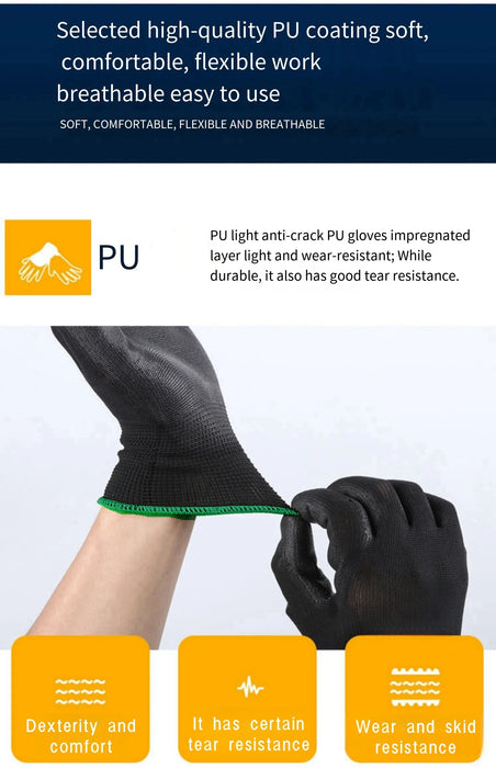 10 paia di guanti di sicurezza durevoli-antiscivolo, resistenti all'usura, protezione ESD per giardinaggio e lavorazione del legno