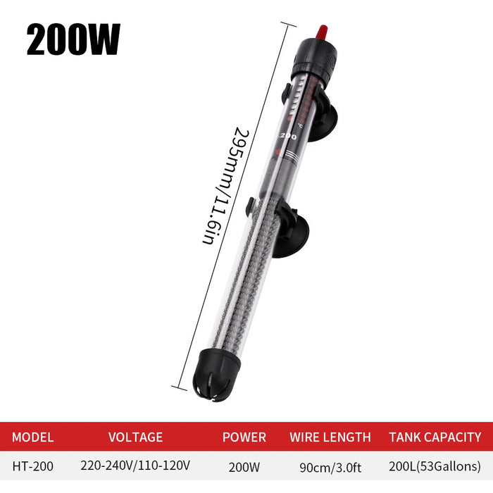 110v-220v Temperatura Regolabile Termostato Asta Riscaldatore 25W/ 50W/ 100W/ 200W/ 300W Sommergibile Acquario Serbatoio di Pesci Acqua di Calore