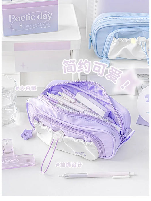 Astuccio creativo blu/rosa portapenne portatile di grande capacità carino per ragazze accessori per la scuola organizzatore forniture di cancelleria