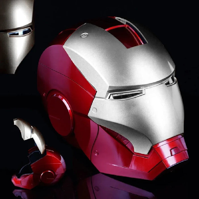 Casco Iron Man MK Jarvis cappa con apertura e chiusura automatica indossabile, cappuccio luminoso deformabile, giocattolo con braccio meccanico