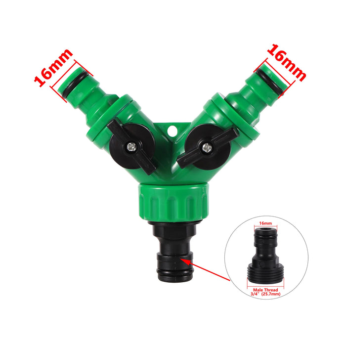 Valvola shunt tipo Y Sistema di irrigazione da giardino Splitter acqua Connettore rapido a forma di Y a 2 vie Adattatore per rubinetto dell'acqua Regolatore dell'acqua