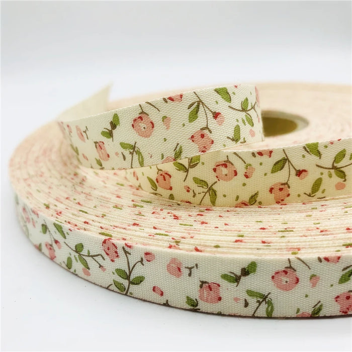 5 Yards/lot 15mm Nastro di cotone Design fatto a mano Nastri di cotone stampati per la decorazione natalizia di nozze Tessuto da cucito fai da te