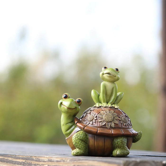 Carino tartaruga e rane scultura in resina decorazione del giardino di casa ornamenti statua animale per la decorazione del giardino della stanza del partito regalo divertente