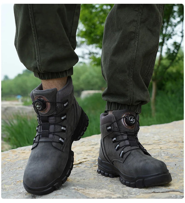 Stivali di sicurezza impermeabili da uomo Stivali da lavoro indistruttibili con punta in acciaio Scarpe antinfortunistiche anti-sfondamento resistenti alle coltellate Biker Botas Para Hombre