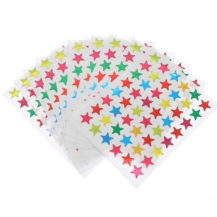 10 fogli/confezione di adesivi glitterati premio placcato oro per bambini Etichetta di elogio per madre insegnante Premio Adesivo amore stella a cinque punte