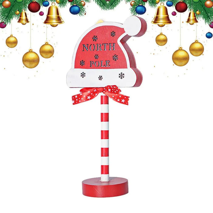 Stop Sign Party Decoration Santa Stop Here Tree Topper Desk Lamp LED Stop Sign Light Up Christmas Garden Light per Window Sign