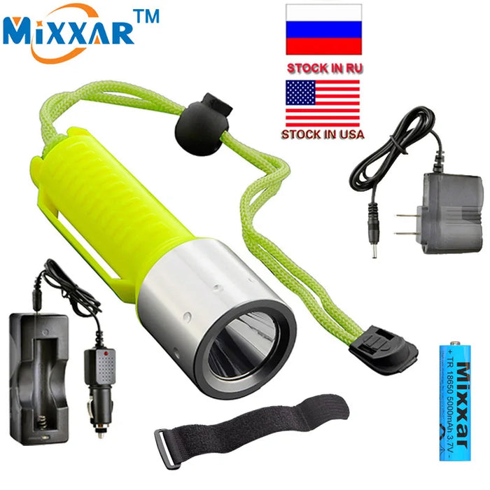 ZK20 Torcia subacquea Q5 Lampada lanterna a LED Torcia subacquea ricaricabile 18650 Torcia subacquea per immersione subacquea Dropshipping