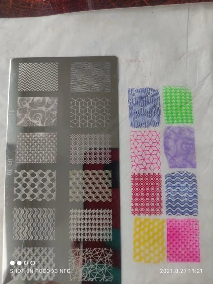 1Pc Nail Art Stamp Plate linea geometrica stampa fai da te piastra immagine 6*12CM piastra per timbratura unghie Stencil in lamiera di acciaio inossidabile JR-030