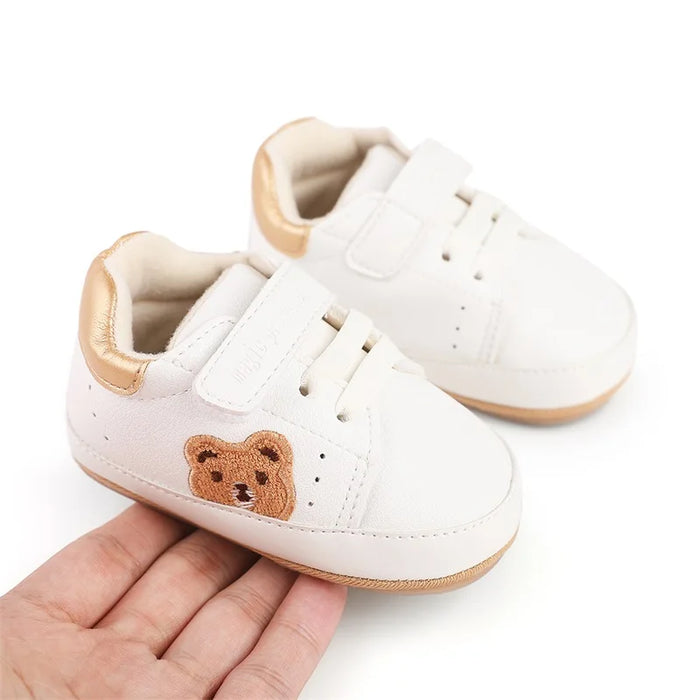 Infant Baby Boys Girls Moccasins Sneakers Bear Embroidery Soft Sole Flat Shoes Prewalker Anti-Slip Shoes First Walker Shoes
