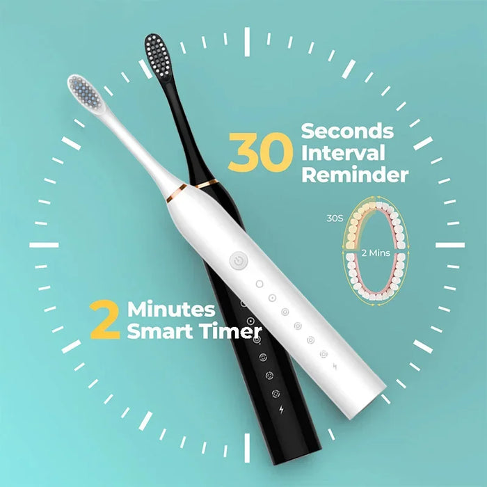 Xiaomi Mijia Spazzolino elettrico ricaricabile USB 6 modalità Spazzolino sonico IPX7 Testa di ricambio per supporto da viaggio impermeabile Nuovo