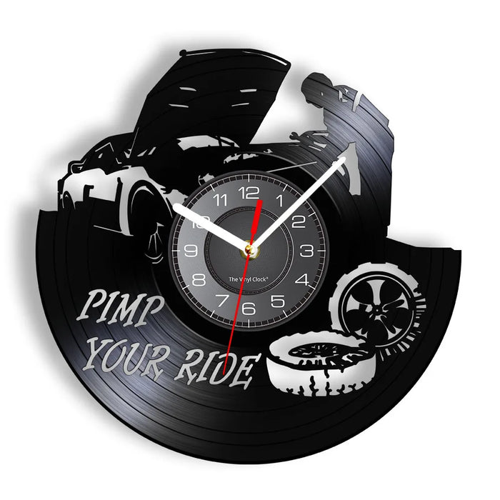 Negozio di riparazione Auto Wall Sign decorativo moderno orologio da parete Auto servizio meccanico officina vinile Record Clock Garage riparatore regalo