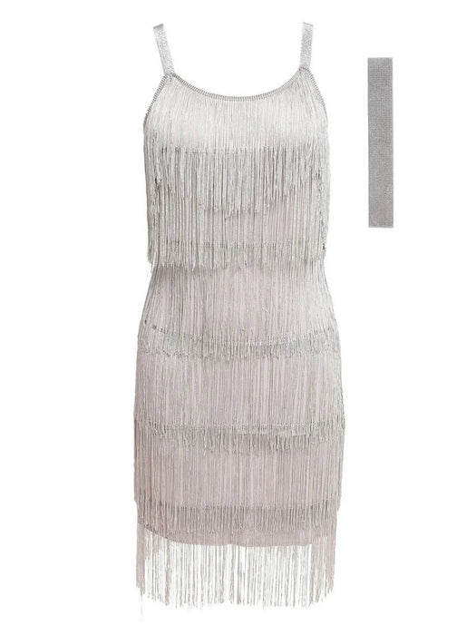 Abiti vintage anni '20 Flapper Girl Fancy Dress Great Gatsby Dress Costumi Slash Neck Strappy Frange Swing Party Dress Donna