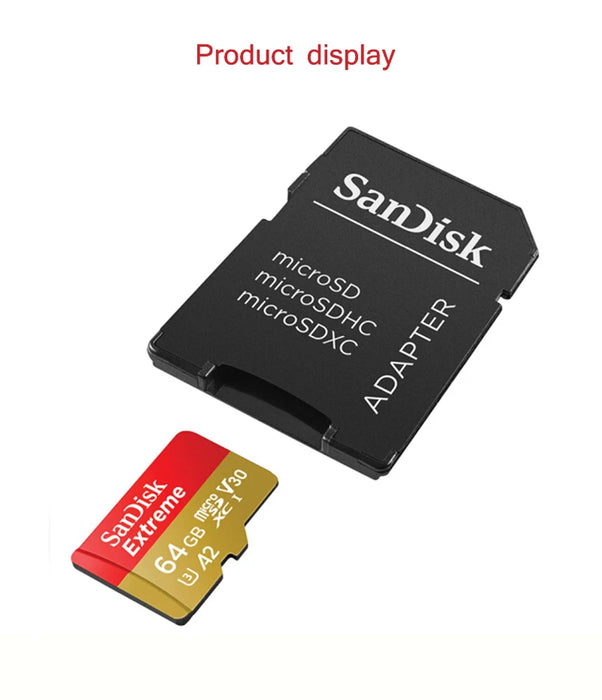 Sandisk Scheda Micro SD Originale Extreme A2 V30 U3 SDXC Flash 32GB 64GB 128GB 256GB Scheda MicroSD 190MB/s Scheda TF per Tablet Telefono