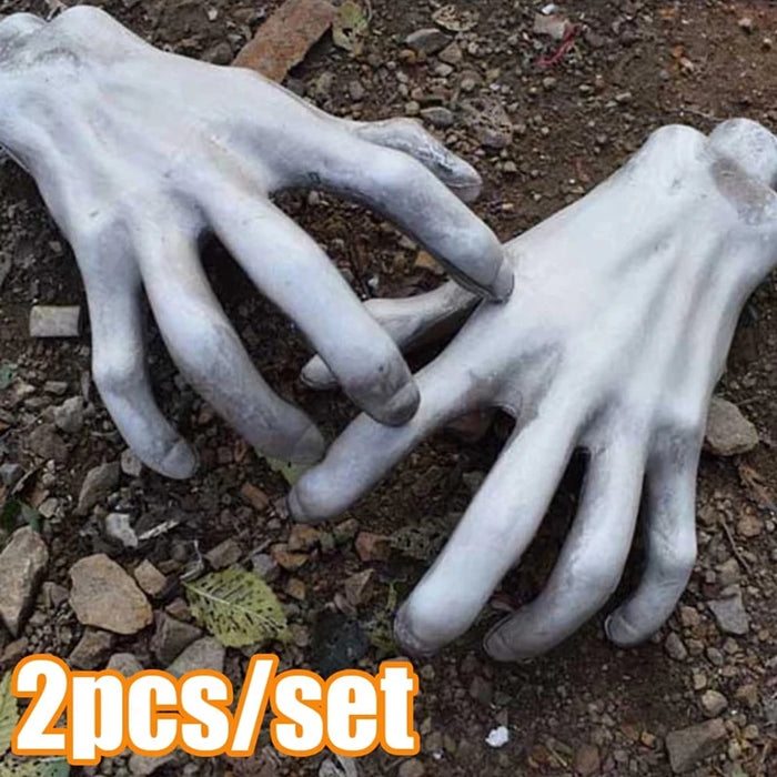 2 pz Halloween scheletro mani spaventoso dimensioni realistiche mano osso teschio festa di Halloween decorazione della casa casa stregata puntelli Horror
