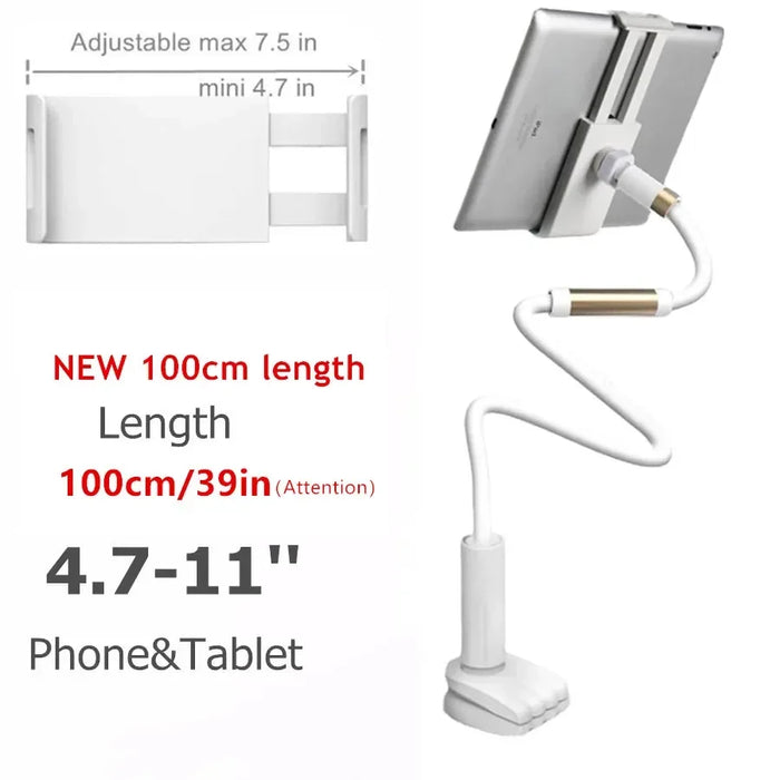 Supporto flessibile per tablet con braccio lungo per scrivania da letto Supporto per tablet per telefono da 5-11 '' per Xiaomi Huawei Samsung Teclast Supporto per linguetta per iPad