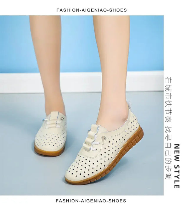 Mocassini estivi in vera pelle Scarpe casual da donna Mocassini Calzature da donna con punta morbida Scarpe basse da donna bianche