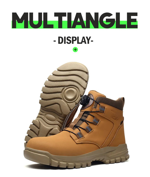 Stivali di sicurezza impermeabili da uomo Stivali da lavoro indistruttibili con punta in acciaio Scarpe antinfortunistiche anti-sfondamento resistenti alle coltellate Biker Botas Para Hombre