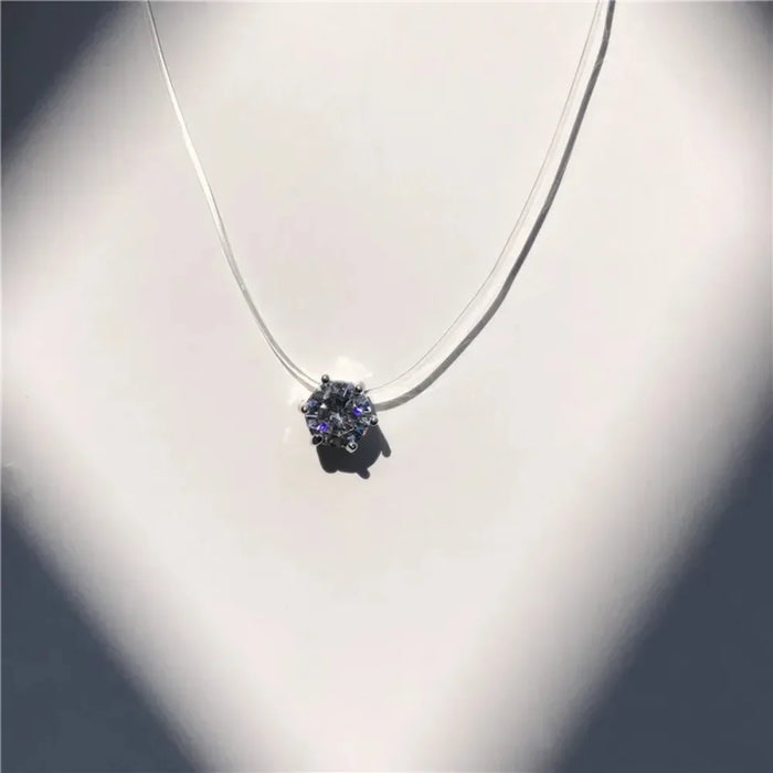 SUMENG Nuova personalità moda quadrata imitazione perla cristallo zircone collana invisibile trasparente lenza da donna