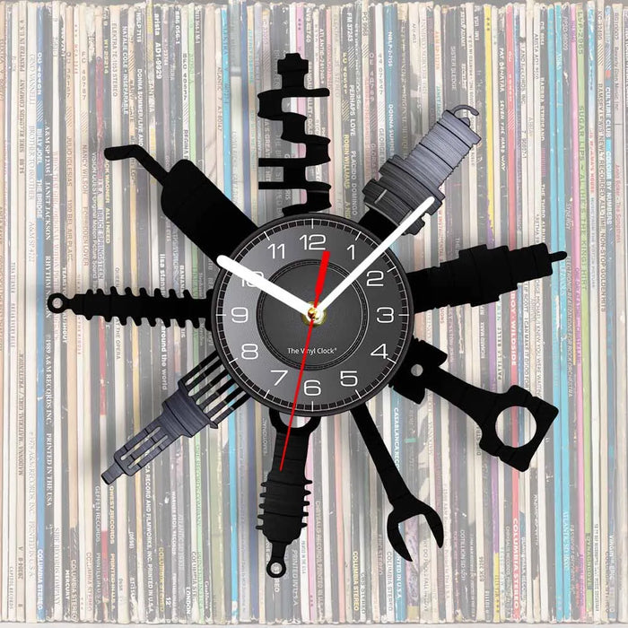Negozio di riparazione Auto Wall Sign decorativo moderno orologio da parete Auto servizio meccanico officina vinile Record Clock Garage riparatore regalo