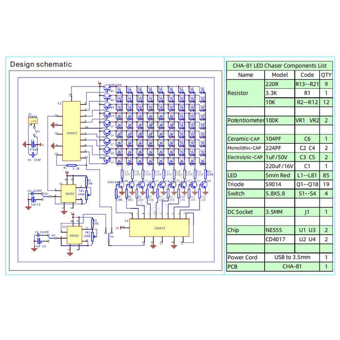Cha-81 LED Tracking Light Parts kit elettronici fai da te kit luce LED modulo elettronico DC5-9V