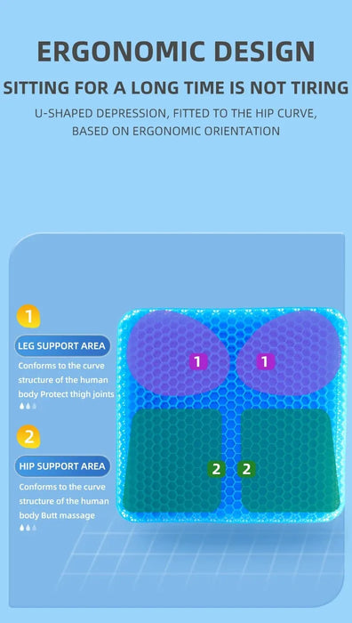 Cuscino del sedile in Gel Design estivo a nido d'ape traspirante per alleviare la pressione dolore al coccige posteriore-sedia a rotelle per ufficio a casa auto