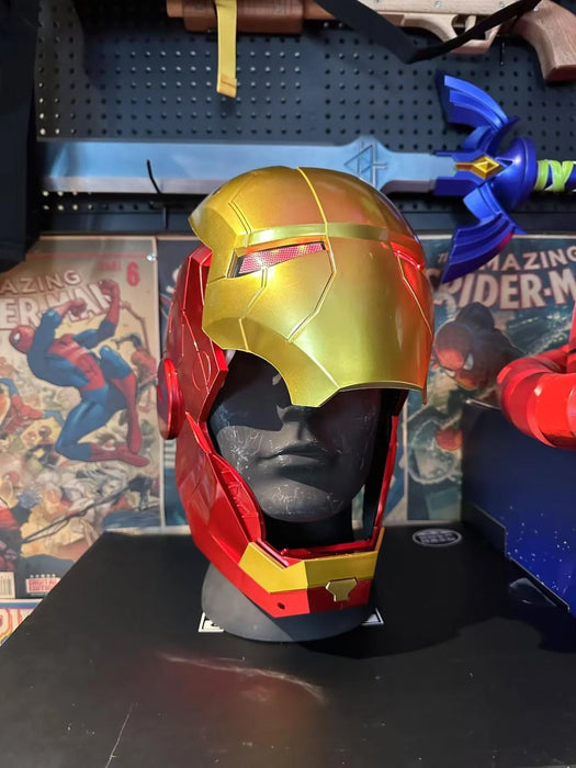2025 New Iron Man Helmet Mk5 Jarvis Helmet Luminous Manual Opening And Closing Wearable Cool Children'S Cosplay Mask Toy Gift