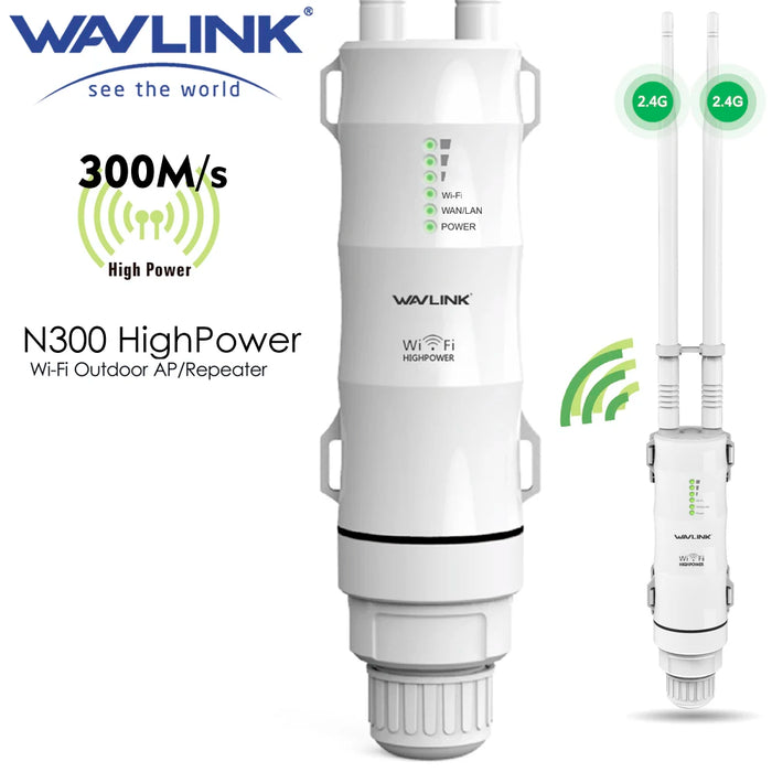 Wavlink N300 POE Router WiFi wireless 30dbm resistente alle intemperie per esterni ad alta potenza/Ripetitore AP/Extender 2.4G 15KV Antenna staccabile