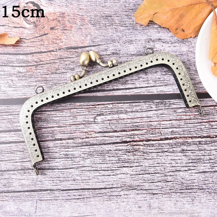 1PCS Bronzo FAI DA TE Borsa Manico Della Borsa di Monete Borse In Metallo Bacio Catenaccio di Blocco Telaio Nuovo di Modo Manico 8.5/10.5/12.5/15/16/18/20 centimetri