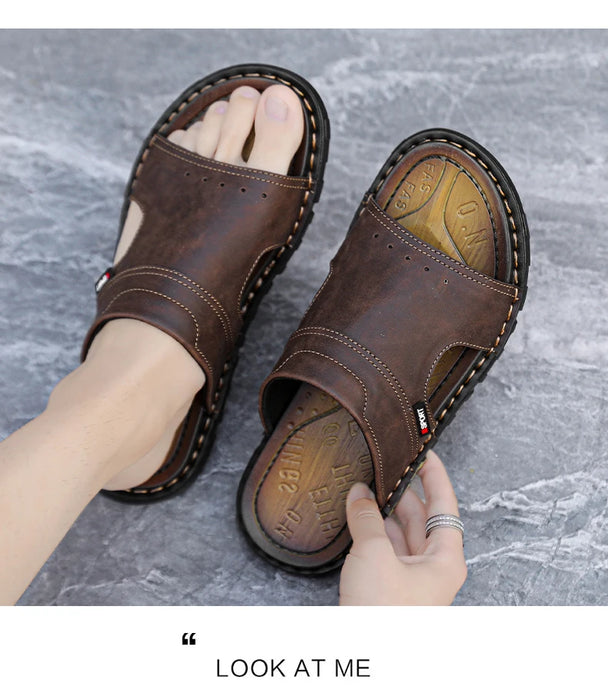 CYYTL pantofole da uomo scarpe Casual estive sandali da spiaggia scivoli da esterno Walking Comfort Leather Luxury Designer Fashion leggero