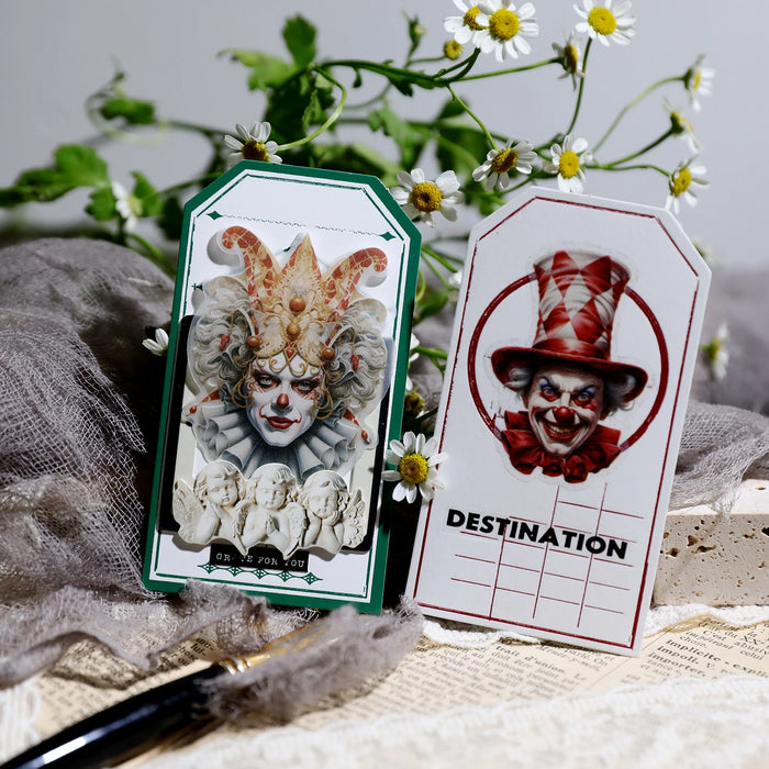 58pcs Retro Clown Stickers Collage Junk Journal Planner decorativo Circus Lion Stickers Album trasparente materiale Scrapbooking