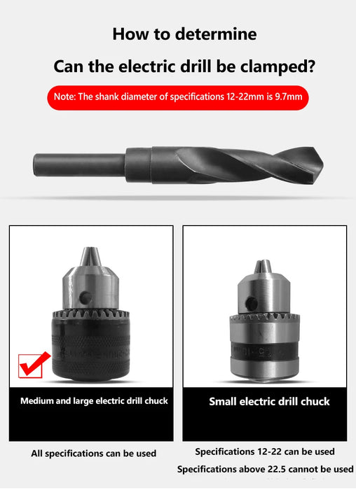 Punta da trapano elicoidale con codolo ridotto 1/2 '' con rivestimento in nitruro per metallo, pistola per foratura, punta da trapano HSS 12/13/14/15/16/17/18/19/20/21/22
