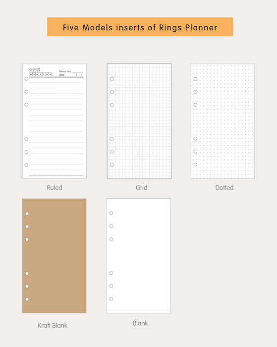 Raccoglitore ad anelli di alta qualità Notebook A5 Personal A6 A7 A8 Dimensioni Inserto Ricariche Sciolto Foglia Spirale Diario Planner Nucleo interno 100g Carta