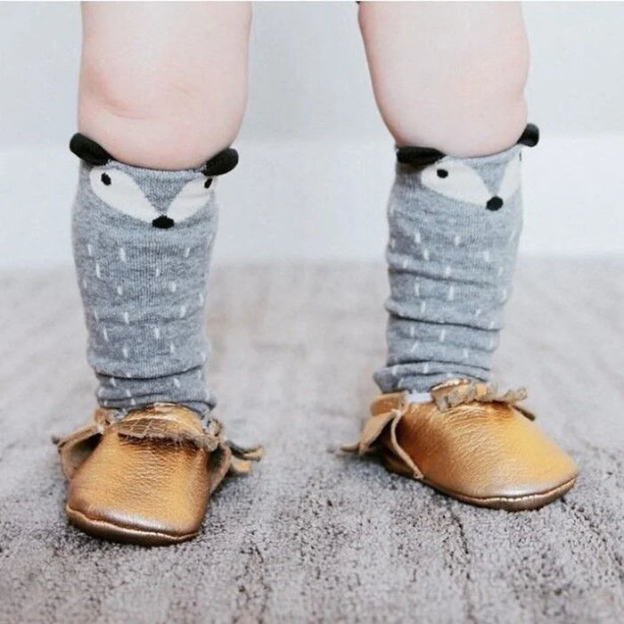 1 paio Unisex Lovely Cute Cartoon Fox Kids baby Socks Knee Girl Boy Baby Toddler Socks animal infant Soft Cotton Socks Leg Warm