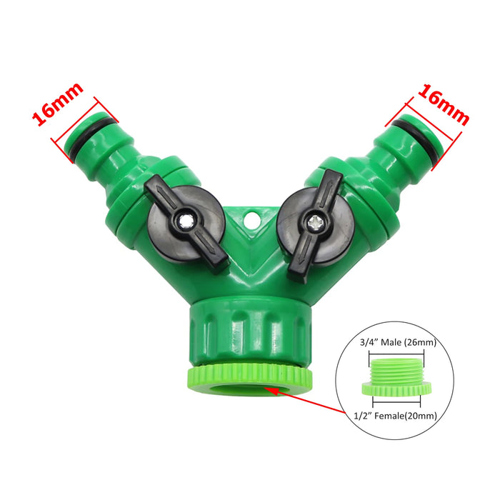 Valvola shunt tipo Y Sistema di irrigazione da giardino Splitter acqua Connettore rapido a forma di Y a 2 vie Adattatore per rubinetto dell'acqua Regolatore dell'acqua