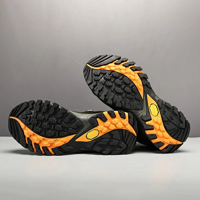 HIKEUP Scarponi da trekking alti da uomo Scarpe da esterno invernali Stringate antiscivolo Sport Casual Stivali da trekking Uomo Scarpe calde in pelle scamosciata