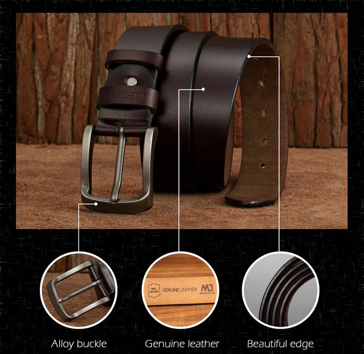 Cintura da uomo MEDYLA cinturino di lusso in vera pelle di alta qualità cintura classica Vintage in lega con fibbia ad ardiglione cintura da uomo Jeans cintura per uomo SM03