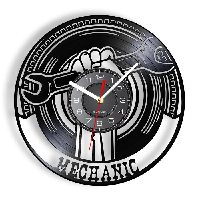 Negozio di riparazione Auto Wall Sign decorativo moderno orologio da parete Auto servizio meccanico officina vinile Record Clock Garage riparatore regalo