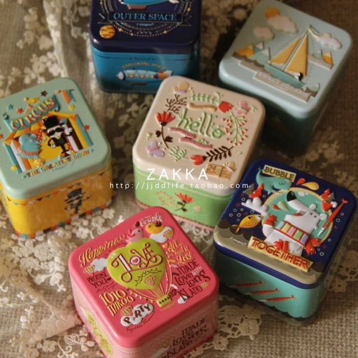 1 pz squisito cartone animato 3d scatola di latta biscotto/foglia di tè contenitore di articoli vari custodia in metallo personalizzabile all'ingrosso scatola regalo per bambini quadrata