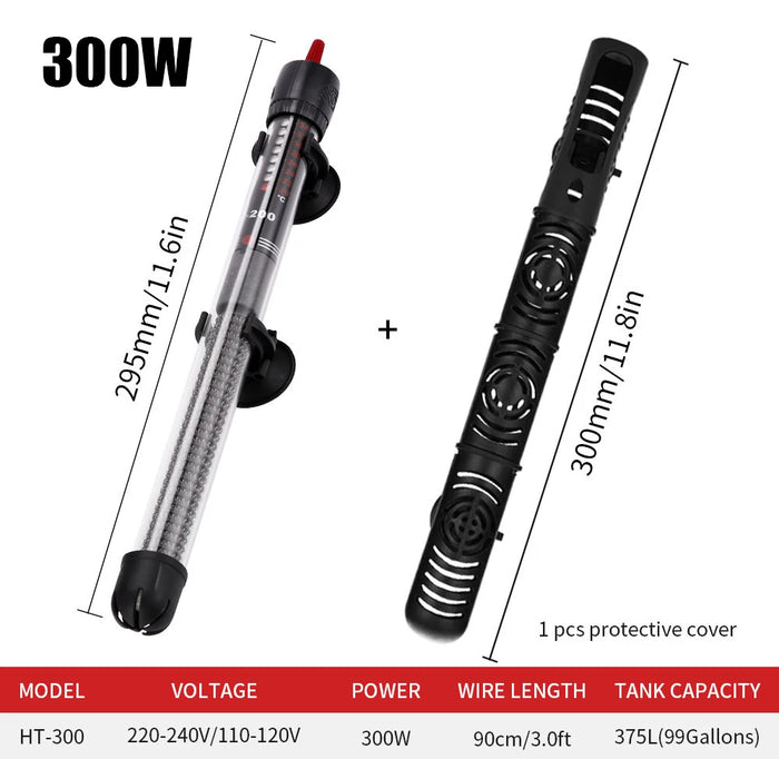 110v-220v Temperatura Regolabile Termostato Asta Riscaldatore 25W/ 50W/ 100W/ 200W/ 300W Sommergibile Acquario Serbatoio di Pesci Acqua di Calore