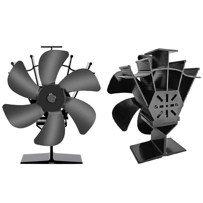 Ventilatore per stufa alimentato a calore Eco Quiet Black 6 Blades Log bruciatore a legna ventilatore per camino scaldavivande casa efficiente distribuzione del calore