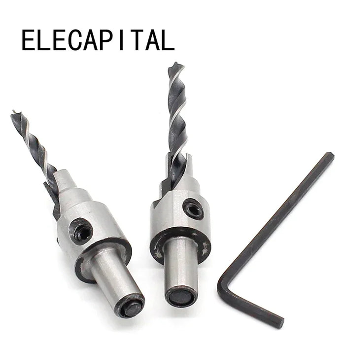 2pc Svasatura Foratura 3 Passi Pilot Drill Bits Set Alesatore Vite di Legno Finestra Cerniera Foro Seghe Smusso 4 6 5 7 millimetri passi 8 millimetri Shank