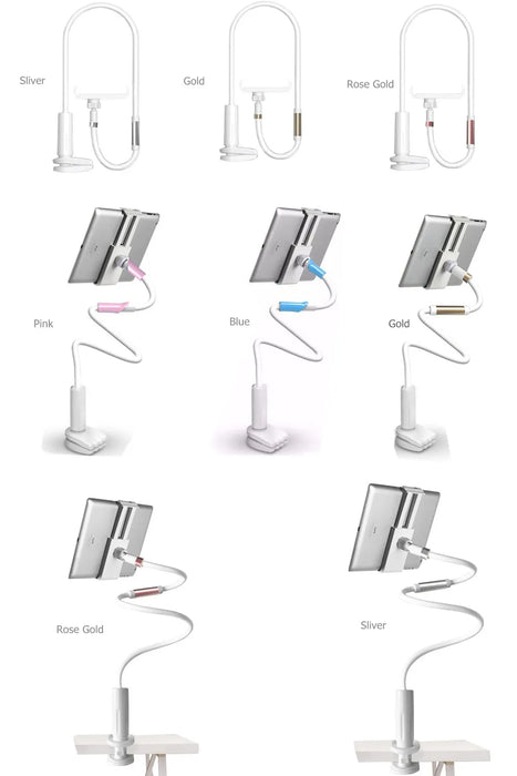 Supporto flessibile per tablet con braccio lungo per scrivania da letto Supporto per tablet per telefono da 5-11 '' per Xiaomi Huawei Samsung Teclast Supporto per linguetta per iPad
