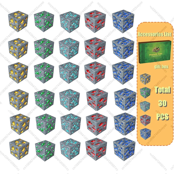 Blocchi magnetici Mine World Set cubo magnetico per ragazzo ragazza bambino età 3+ modello fai da te bambini stelo stelo giocattolo sensoriale regalo