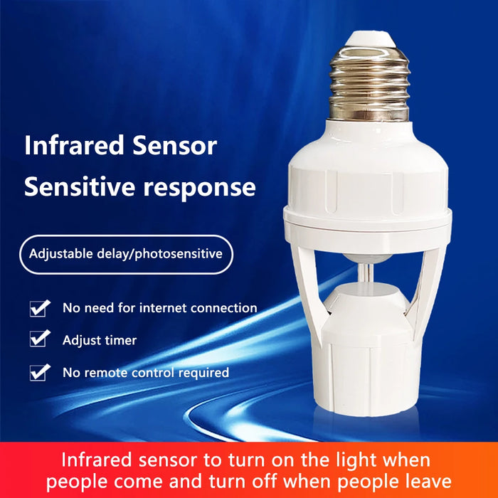PIR Human Induction Motion Sensor LED Night Lamp Socket Base E27 portalampada AC 100-240V sensore di presenza umana testa della luce