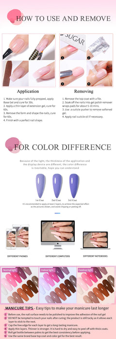 UR SUGAR 7.5ml Gel per unghie con estensione acrilica Costruzione rapida Smalto gel rosa trasparente Punte per unghie Estensione gel per unghie Nail Art Soak Off