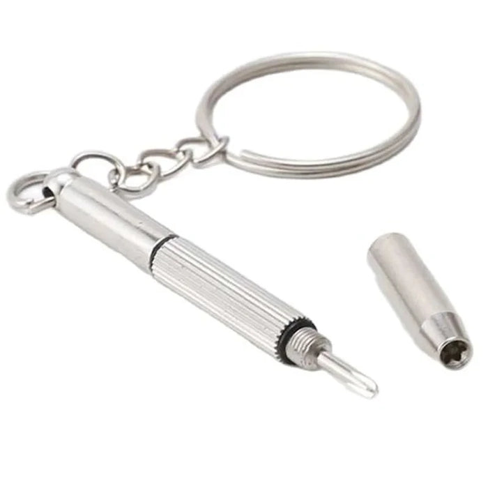 Cacciavite per occhiali in acciaio Cacciavite per occhiali Kit di riparazione per orologi con portachiavi Utensili manuali portatili Strumenti per cacciaviti di precisione